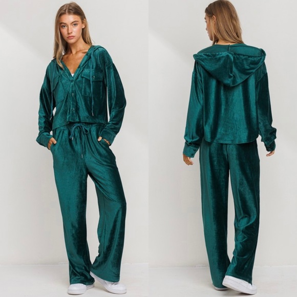 🆕Hunter green corduroy hooded set - Picture 6 of 6